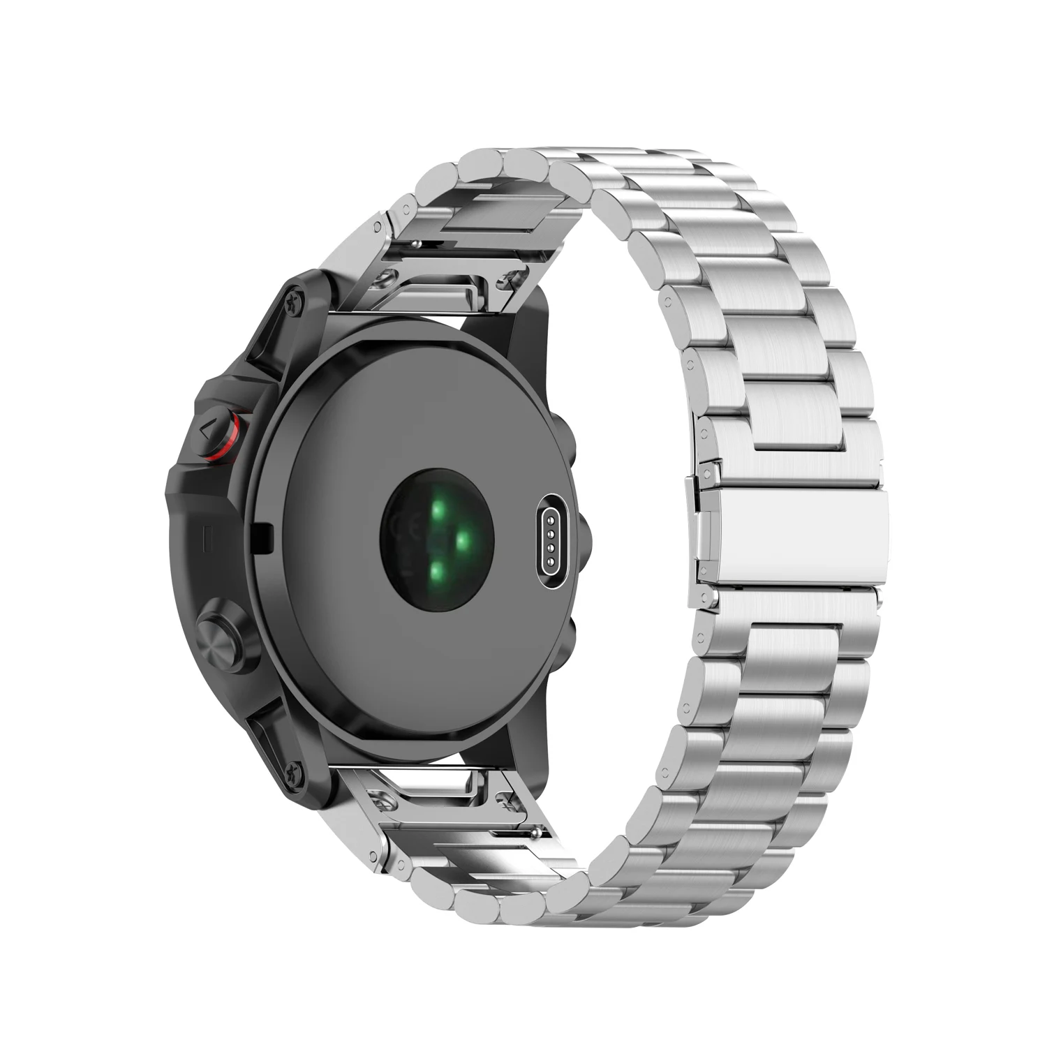 For Garmin Fenix 7X 6X/ 6X Pro 5X Pluse Quick Release Three Bead Stainless Steel Wrist 26MM Strap