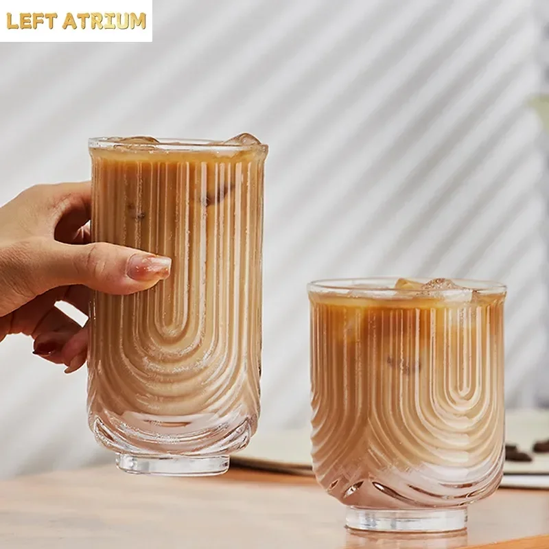 Niche Glass American Ice Latte Coffee Cup, Handmade, Small U Juice Cups, Water Mug, Drink Mugs, Simple New Style, Kawaii Wave