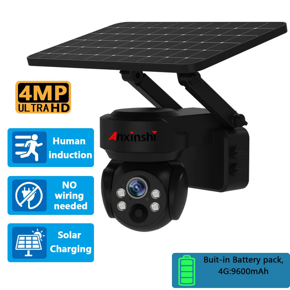 

Anxinshi 4G солнечная PTZ-камера уличная водонепроницаемая защита ночного видения CCTV Ubox облачное хранилище видеонаблюдение