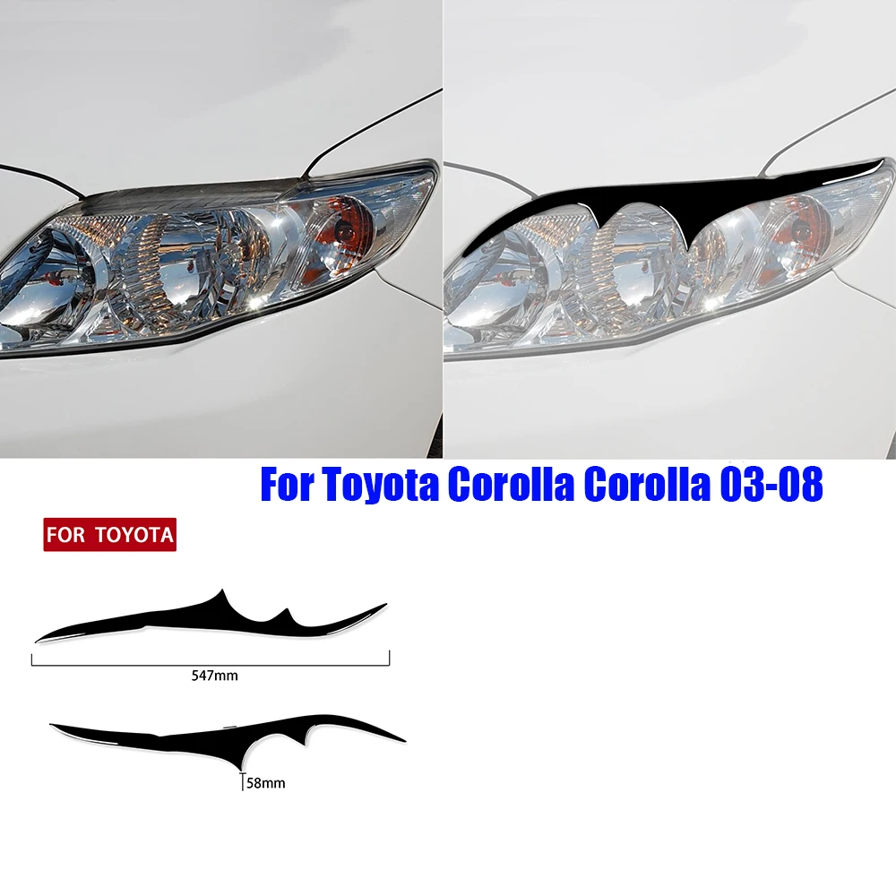 

For Toyota Corolla 2006-2012 Headlights Stickers Eyebrow Eyelids Trim Piano Black Cover Car Decorative Accessories
