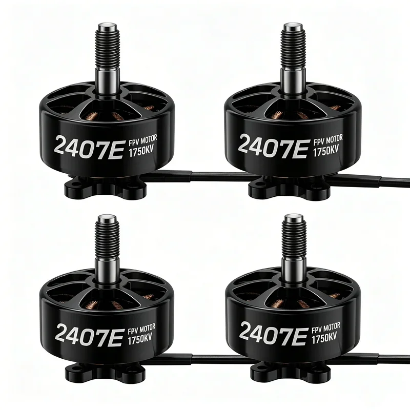 RoRusGEPRC SPEEDX2 2407E Brushless Motor 4PCS Pack, 1750KV 6S 1011W High Power N52H Magnet For 5-6 Inch FPV Drone