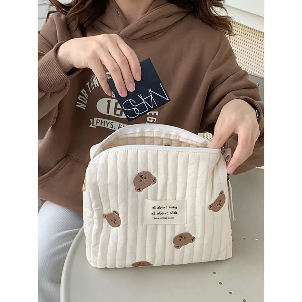 Bolsa organizadora de pañales para bebé, bolsa de aseo para pañales, bolsa de almacenamiento de maquillaje para cochecito, accesorios para bebés, oso