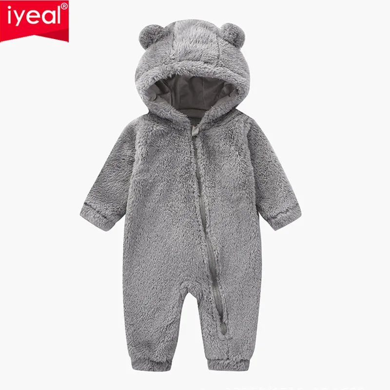 

IYEAL осенне-зимний флисовый комбинезон с героями мультфильмов и капюшоном для младенцев, одежда унисекс для малышей, комбинезоны, мягкие детские комбинезоны