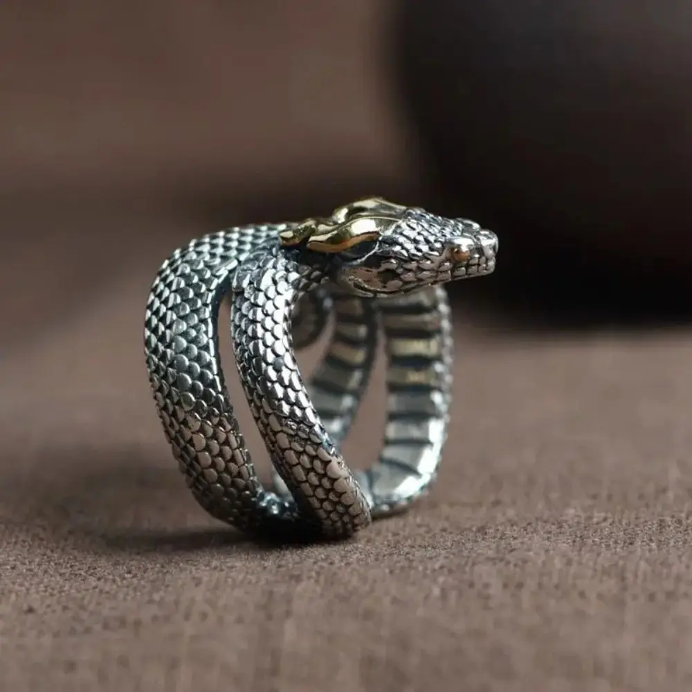 Adjustable Opening Snake Ring Fashion Black Metal Jewelry Gifts Hip Hop Rock Animal Ring Men Women