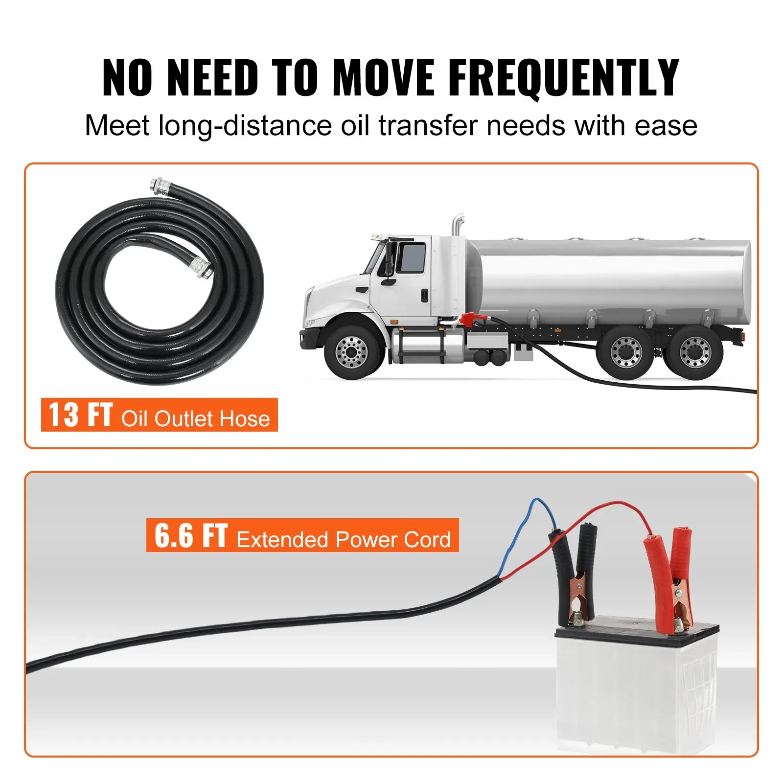 10 GPM 12V DC Portable Electric Self-Priming Fuel Transfer Extractor Pump Kit with Automatic Shut-off Nozzle Hose