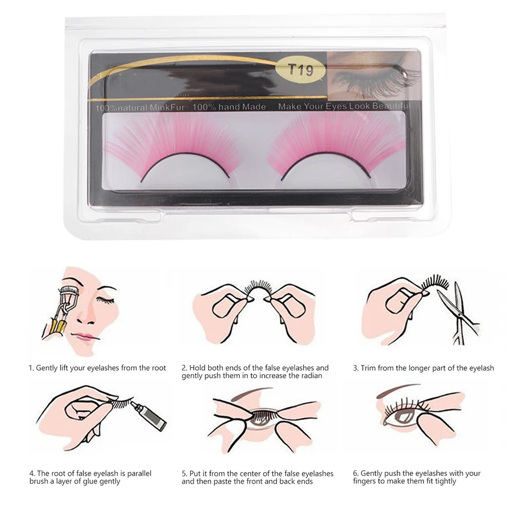 3 paires de faux cils roses bouclés et brillants, Style pour fête d'halloween, spectacle sur scène, beau accessoire de décoration pour les yeux