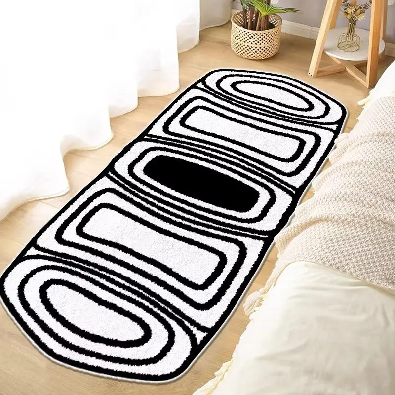 

Special-shaped Characteristic Decoration Bedroom Carpet Soft Non-slip Bedside Large Area Rug Black and White Dormitory Floor Mat