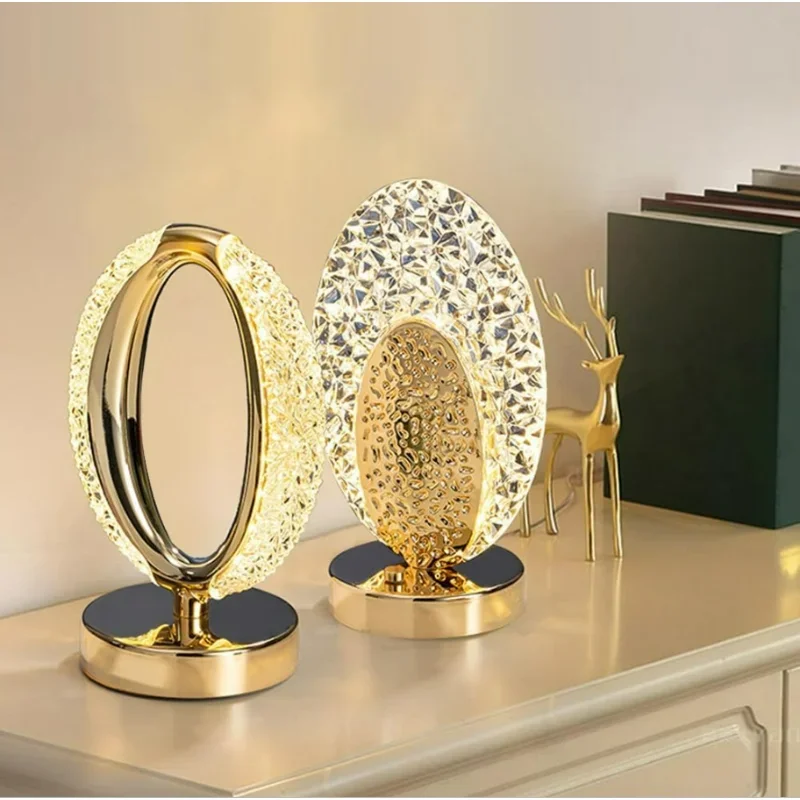 Lampu Meja Kristal Akrilik Modern Mood Light untuk Kamar Tidur, Lampu Malam di Samping Tempat Tidur, Lampu Dekorasi Suasana Romantis untuk Ruang Tamu