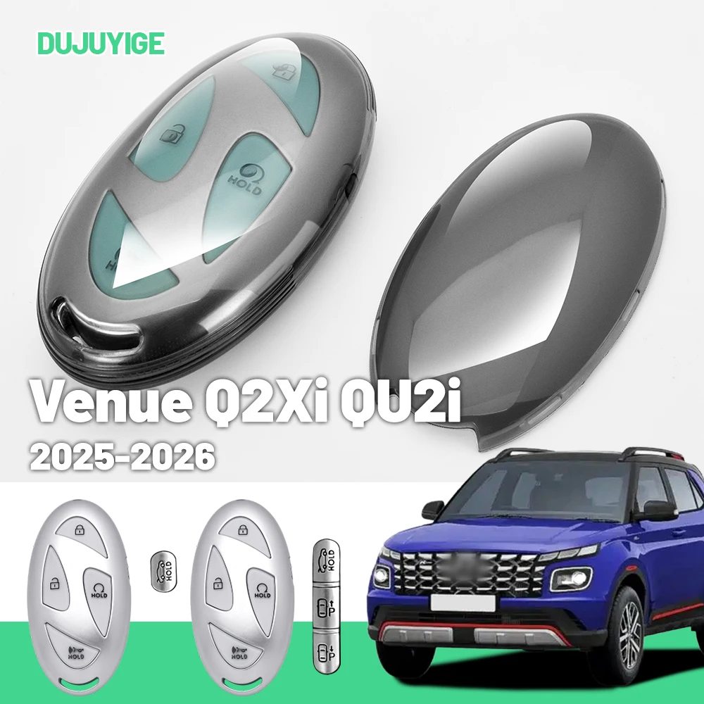 

Clear TPU Car Key Case For Hyundai Venue Q2Xi QU2i 2025-2026 Key Fob Cover Protector Shell Auto Accessories