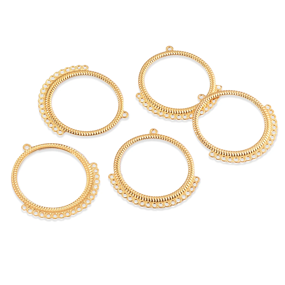 Wholesale 4Pcs Round with Ring Hooks Stainless Steel 18K Gold Plated Earrings Hooks Diy Jewelry Making