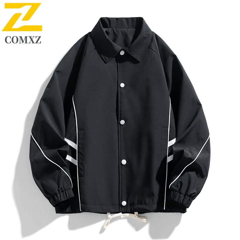 

COMXZ Men Chaqueta Turndown Collar Lightweight Outdoor Jogging Travel Outdoor Camping Jacket Autumn Trendy Jacket with No Hood