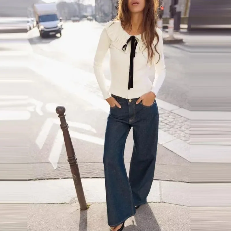 

Spring New Sle Women's Long Sve Slim Fit Knitted Coat with Knot Decoration Street Sle Polyester Fiber