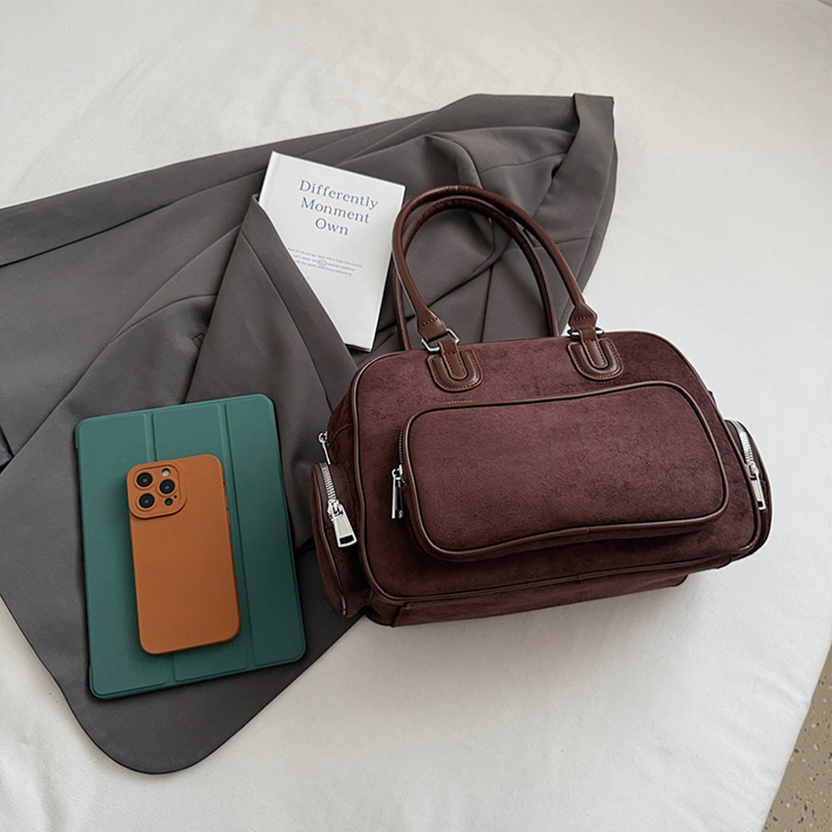 

Daily Commute Women Fashion Shoulder Bag with Pebble Texture Logo Letter Large Capacity PU Resistant Zipper Adjustable Strap