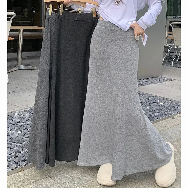 

Lady Classic Hip Wrap Knitted Skirts Female Retro High Waisted A-line Dress Women Korean Designer Thin Fish Tail Skirts