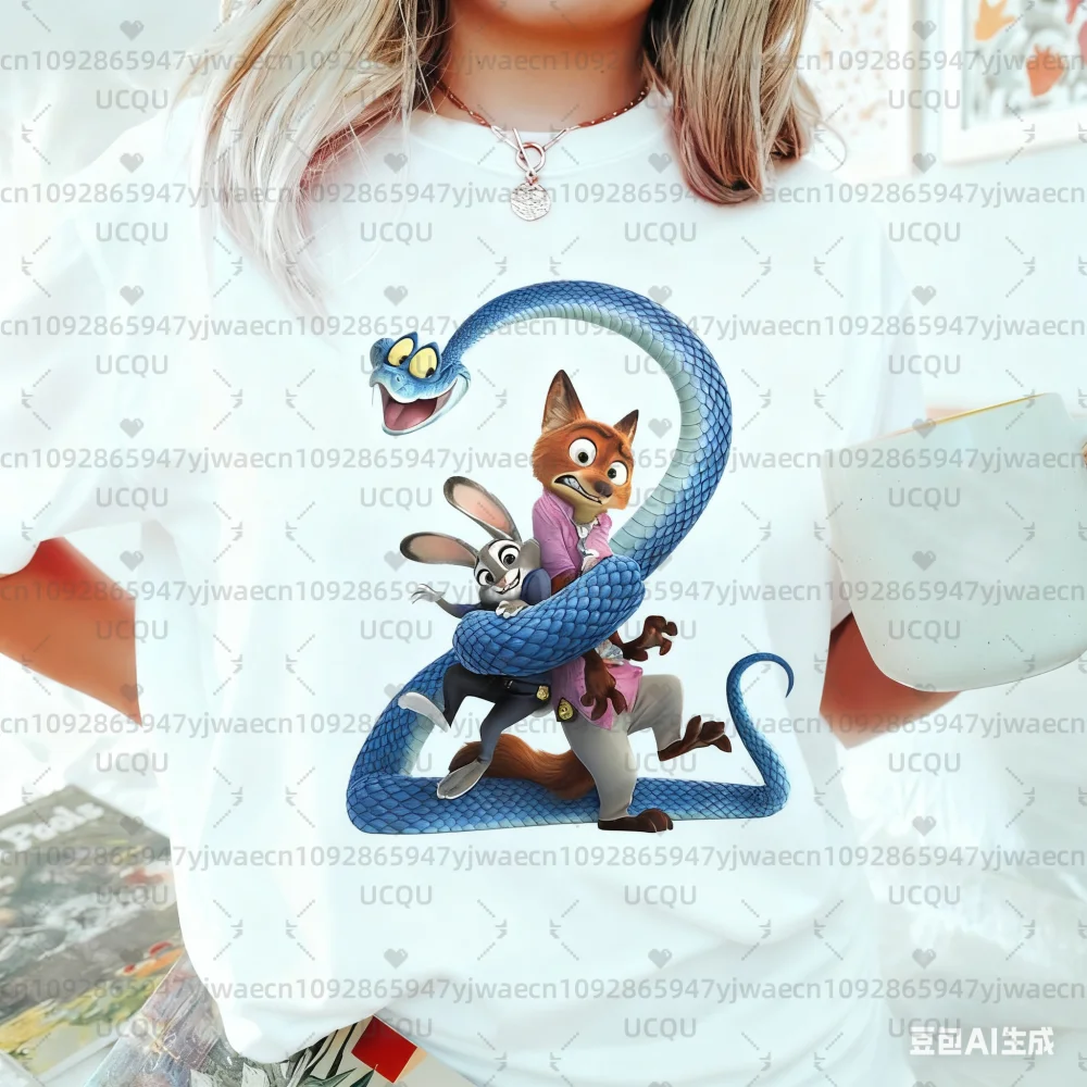 Zootopia 2 قميص الراحة الألوان جودي هوبس نيك وايلد غاري دي ثعبان المرأة الرجال قصيرة الأكمام القطن تي شيرت بلايز #6
