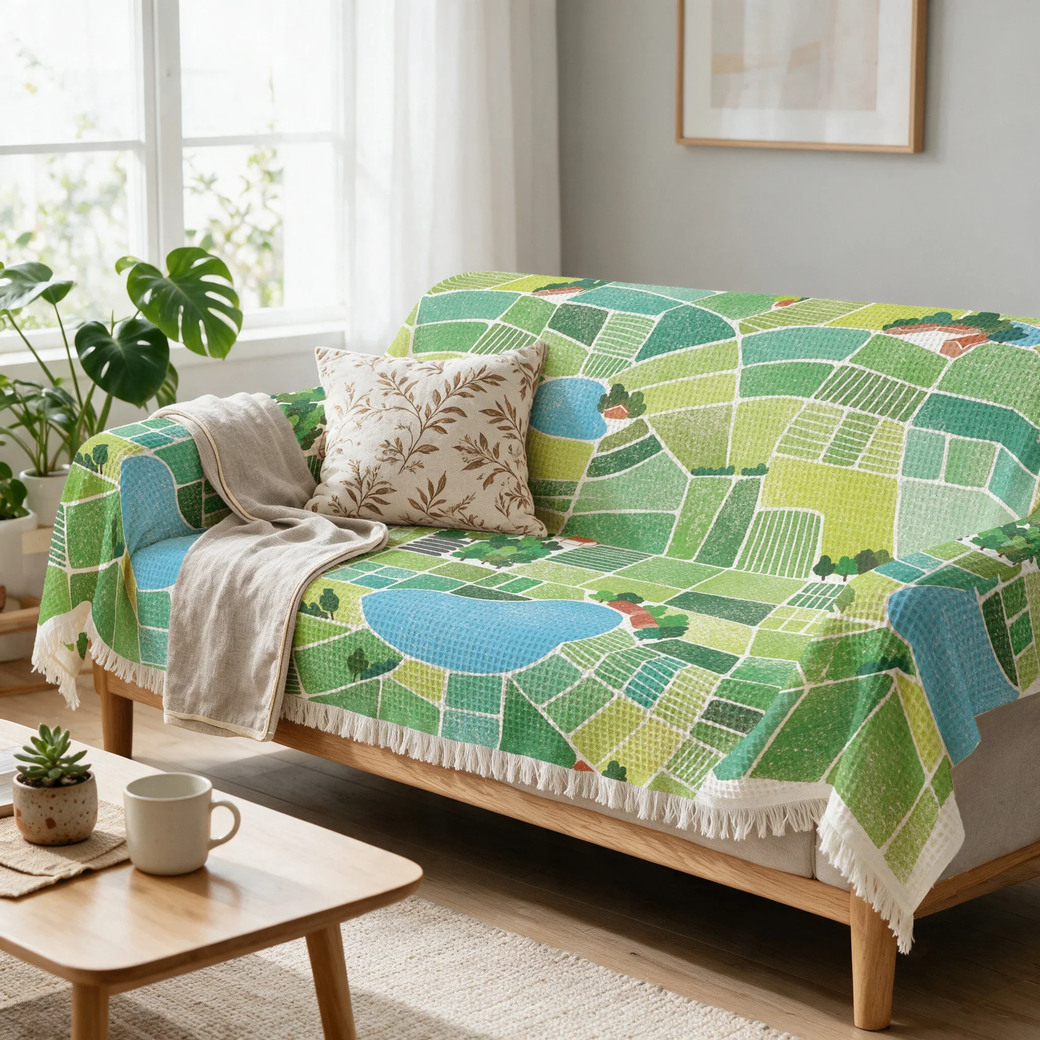 Stylish Botanical Print Sofa Slip Cover Throw Blanket Couch Decor Accent for Living Room Apartment Furniture Bedding Home Textil