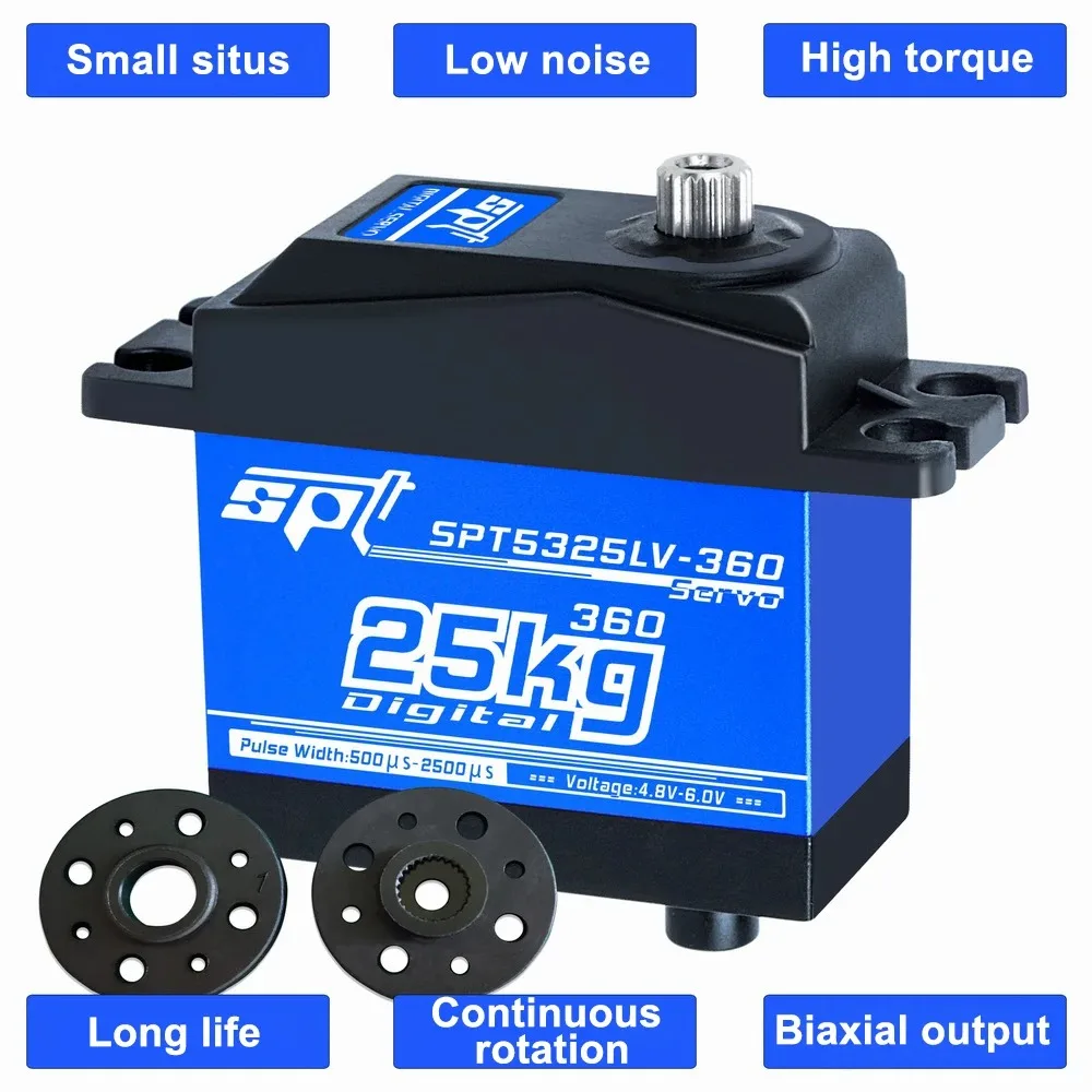 

SPT5325LV 25KG 360 Degree Continuous Rotation Digital Metal Gear Double Axis Servo Motor 4.8V-6V for RC Car Robot DIY Model Part