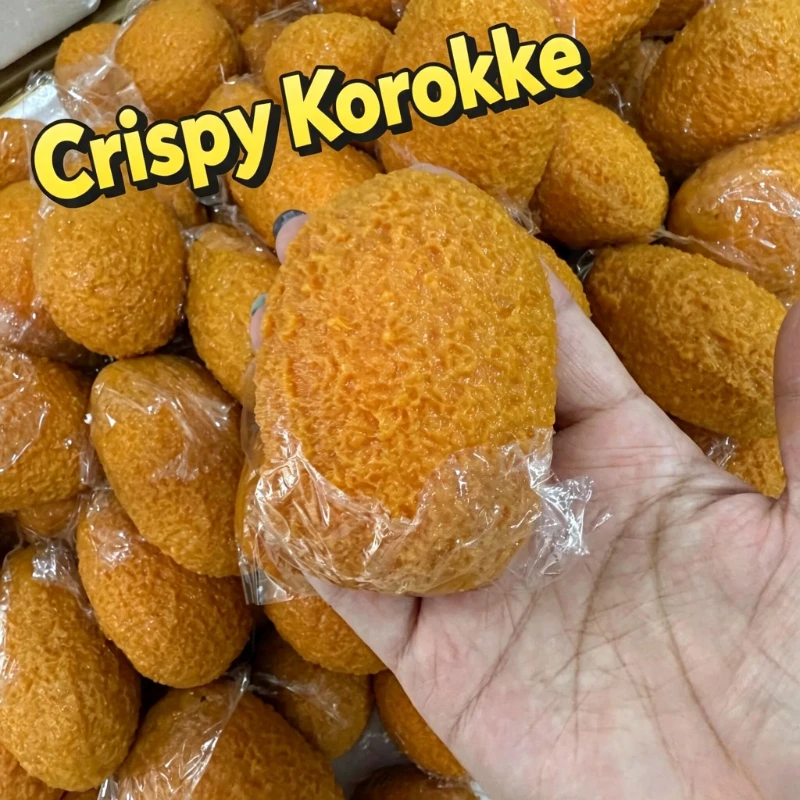 Simulierter Koreanischer Croquette Handgemachter Knuspriger Stressball - Fidget Squeeze Ball Runder Block Gefüllt ASMR Erwachsenen-Angstlinderungsspielzeug