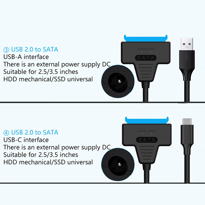 USB SATA 3 Cable SATA To USB 3.0 / USB 2.0 Cable Adapter Support 2.5 Inch/3.5 Inch External SSD HDD Hard Drive Sata III Dc Power