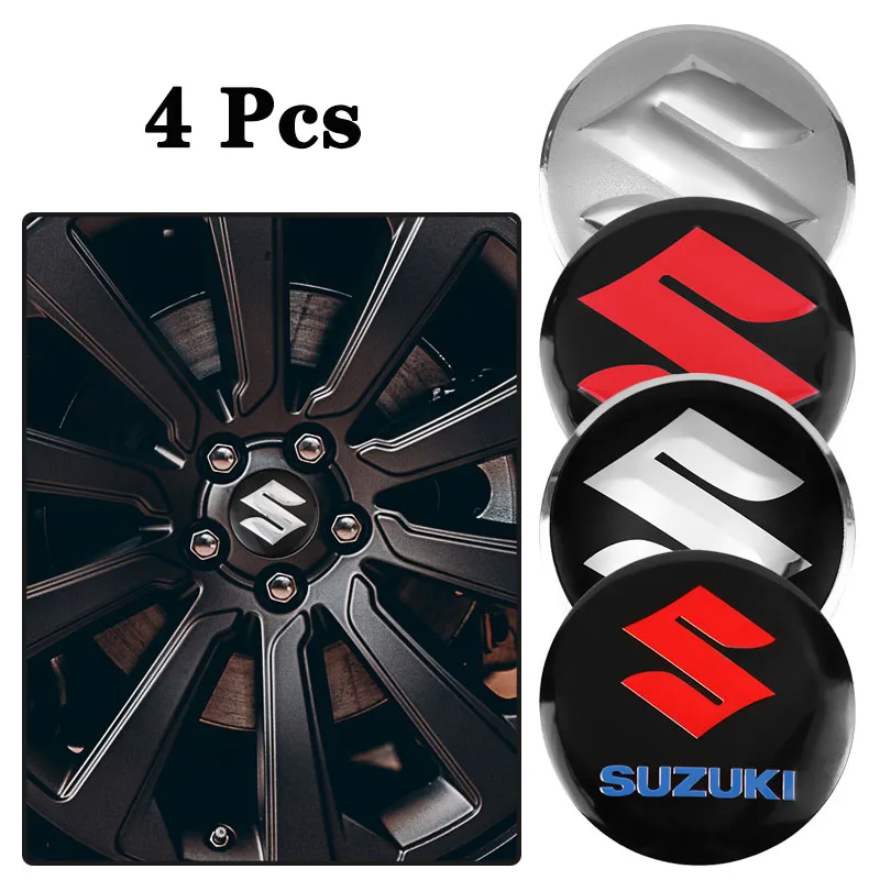 4 Peças Adesivos de Emblema para Tampa Central de Roda Automotiva para Suzuki Jimny Swift Samurai Vitara SX4 Alto Kaiser Ignis DZire Swace