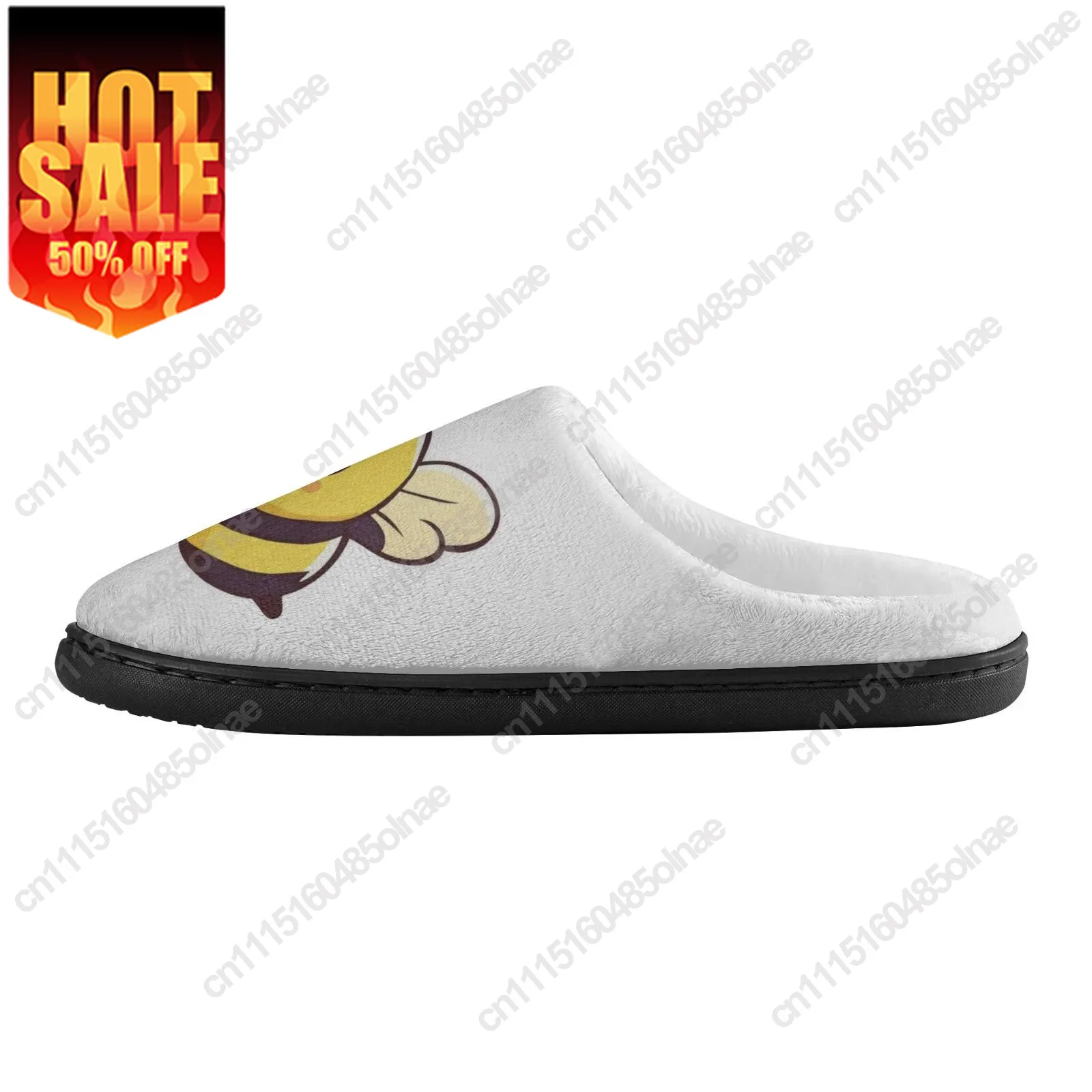 Bee Printing Home Cotton Slippers For High Quality Plush Casual Keep Warm Shoes Thermal Slipper