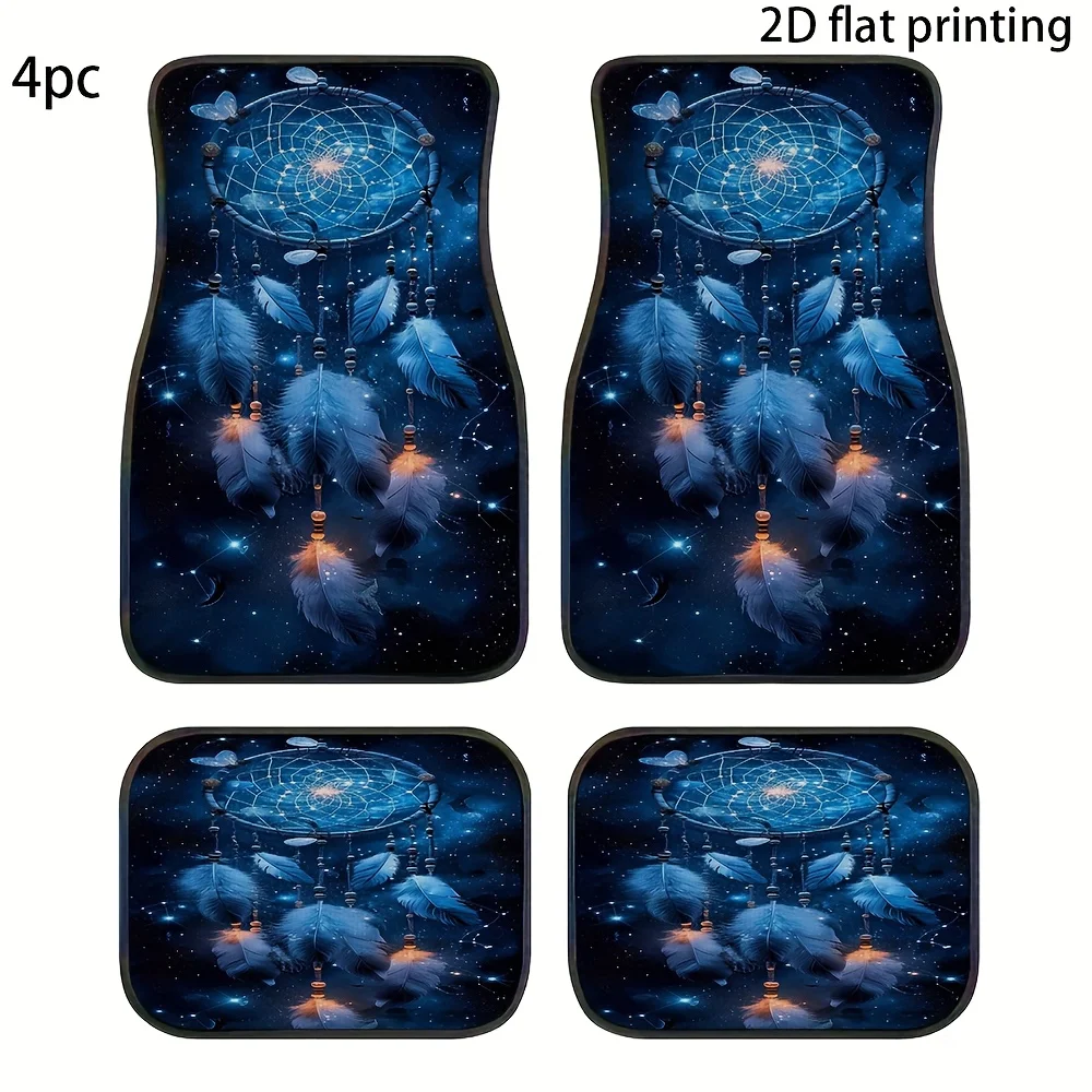 Just, 4pcs Car Floor Mats, Dreamy Starry Sky Pattern, Polyester Fiber Material, Neutral Car Floor Mats, Car Additions For Front