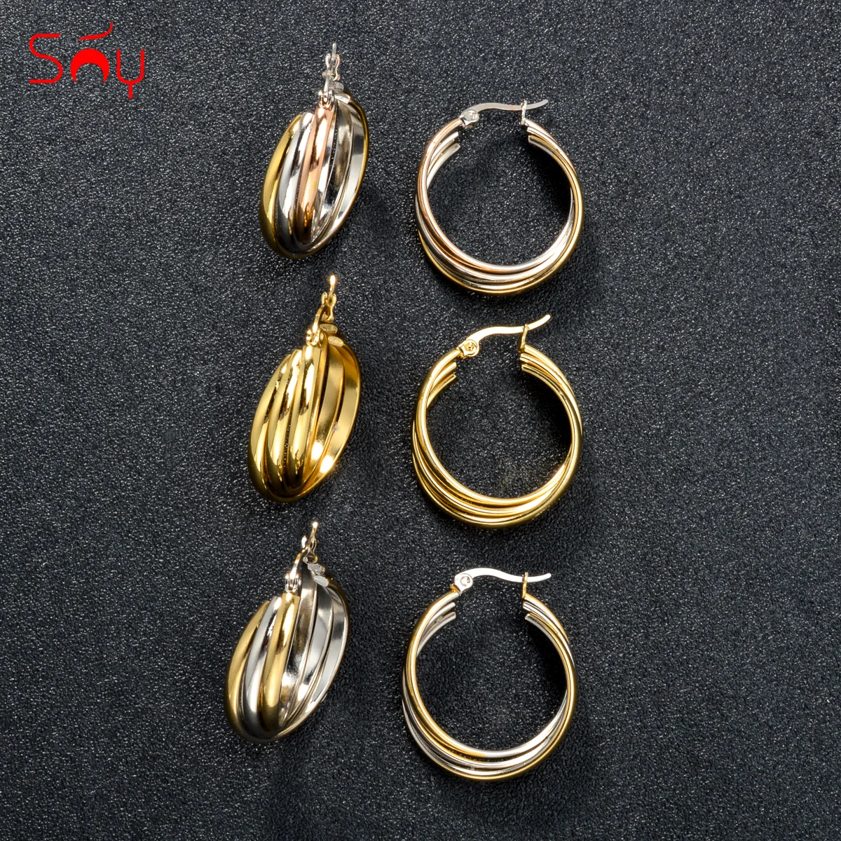 Irregular Color Twine Chain Jewelry Set Women Temperament Stainless Steel Ladies Hollow Hoop Earrings Girl Party Gift Accessory