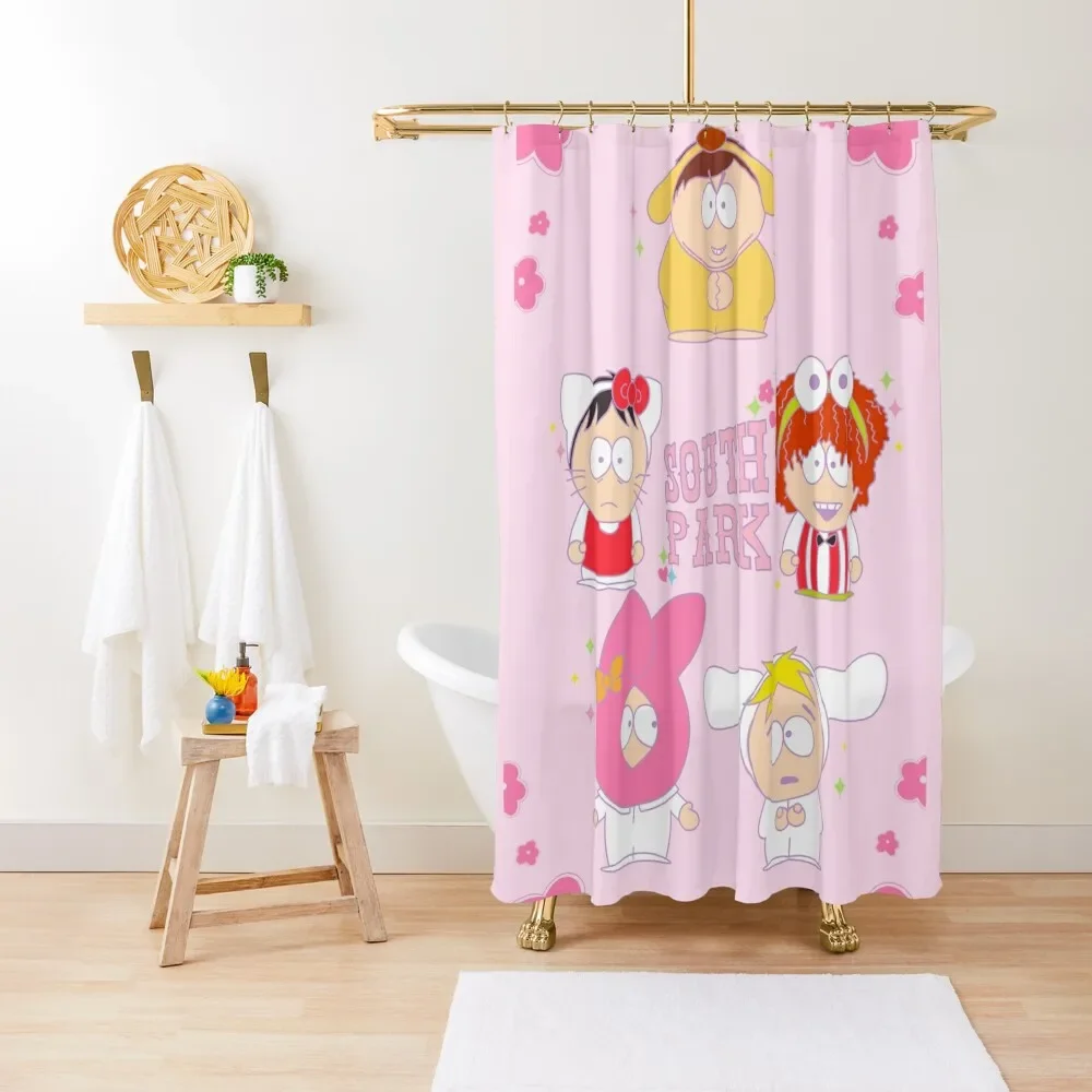 Pink flower cartman, Kyle, Stan, Kenny, butters Shower Curtain Shower Waterproof Shower For Bathroom Curtain