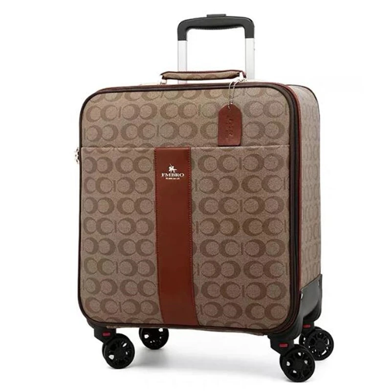 Pvc leather trolley luggage sets with handbag fashion rolling suitcase popular trolley luggage travel bag carry-ons