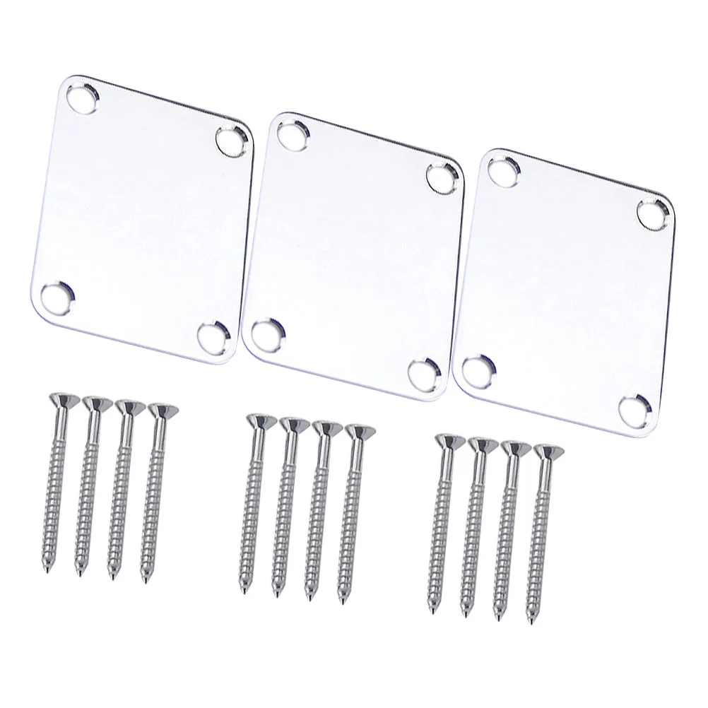 

3 Pcs Musical Instrument Reinforcement Board Neck Plates Guitar Electric Pad Bass Accessories Headplates Gasket Mounting Parts