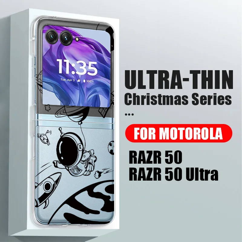 Planeta dos desenhos animados padrão caso transparente para motorola razr 50 40 ultra razr50 razr40 à prova de choque claro duro pc dobrável capa do telefone