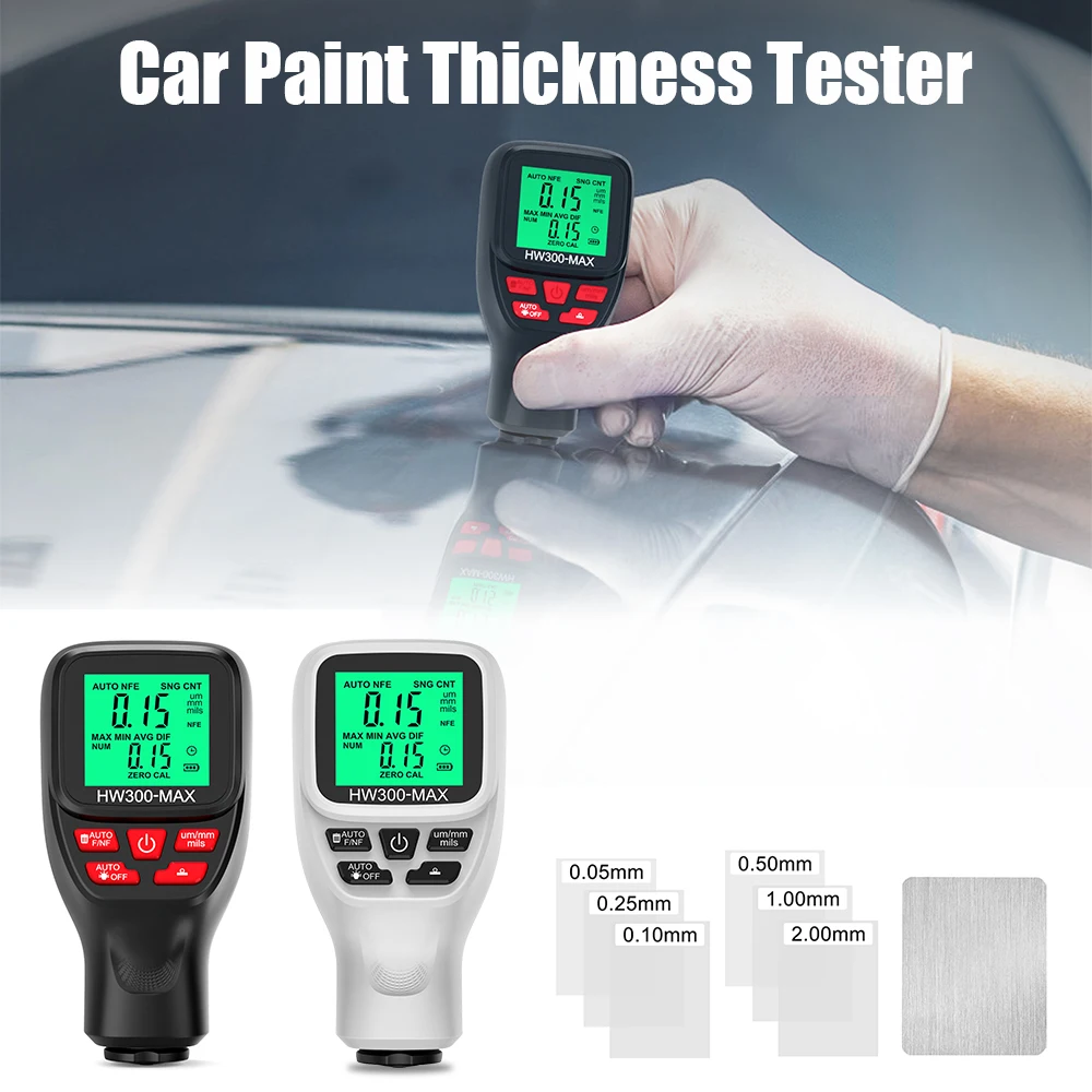 

HW300-MAX Car Paint Film Automatic Thickness Gauge Coating Thickness Gauge 0-2000um Car Paint Thickness Tester High Precision