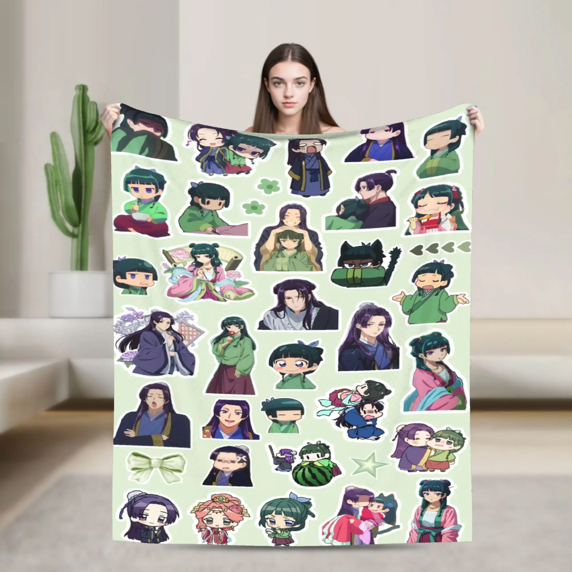The Apothecary Diaries Anime Blanket Maomao Jinshi Fleece Throw Blankets Summer Air Conditioning Personalised Bedspreads