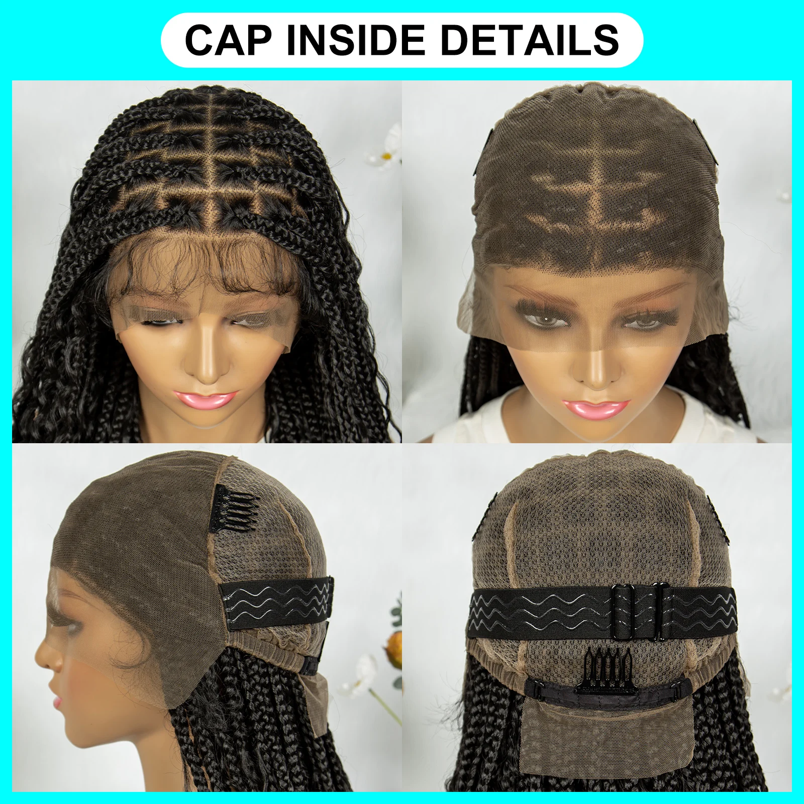 KIMA Synthetic  Crochet Boho Braiding Wigs Full Lace Wigs 36 inches Knotless Box Curly Wigs for Black Women