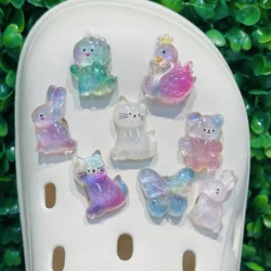 1-8PCS Resin Cartoon Sequins Cat Rabbit Butterfly Dinosaur Bear Swan Shoe Charms Garden Shoes Button Accessories Decoration