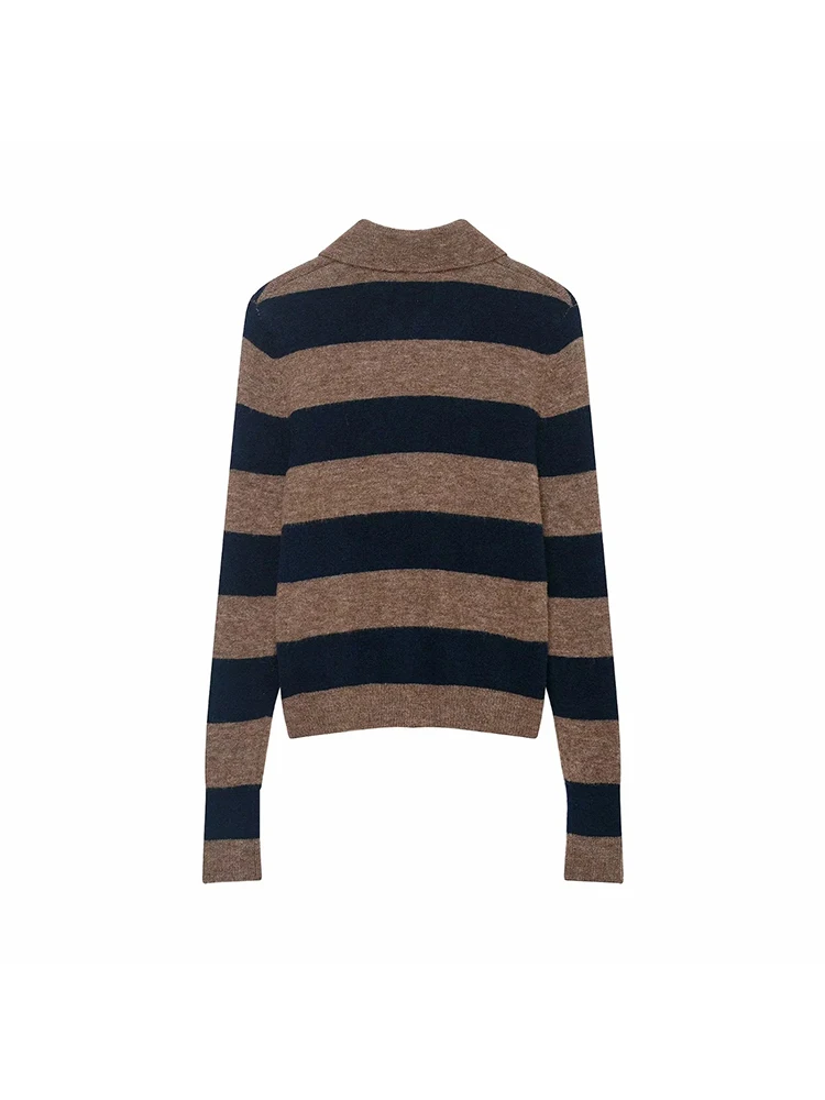 New Contrast Striped Knit Cardigan Winter - Image 3