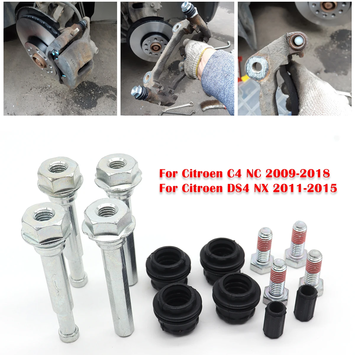 

14pcs Brake Caliper Cylinder Slider Guide Pin For Citroen C4 NC DS4 NX For Disc Housing Bolts Bushing Boot Seal Kit Rebuild part