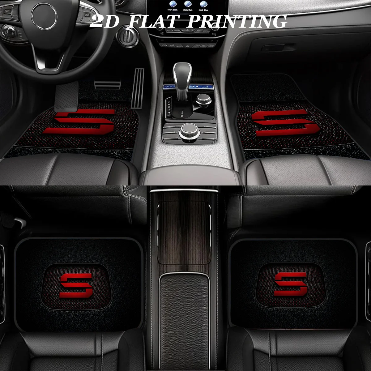 4pcs Floor Mats, Suitable For Suzuki SUZUKI Cars With Simple Letter Pattern, Fits Sedan And SUV Models, Interior Decoration, Pr