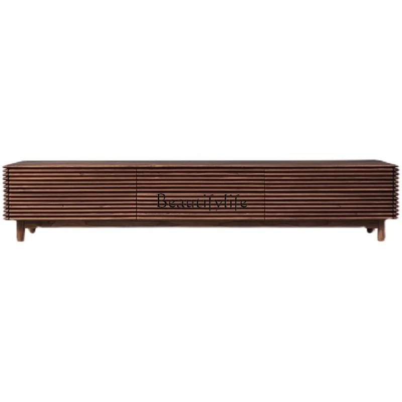 

Nordic all solid wood TV cabinet simple modern North American black walnut log