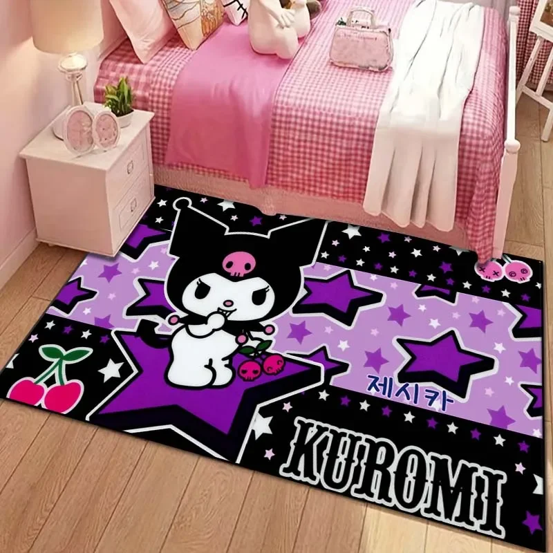 Giapponese Sanrio Kuromi Cartoon Pattern soggiorno camera da letto tappeto comodino tappetino Area tappeto camera dei bambini ragazze Room Decor Mat