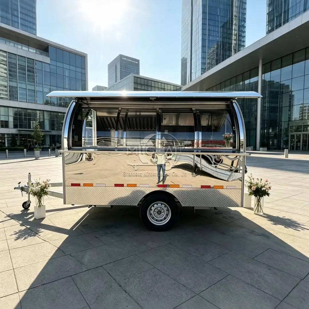 

Commercial Mobile Food Cart Stainless Steel Food Trailer for Coffee Burger BBQ Catering Kitchen Equipment