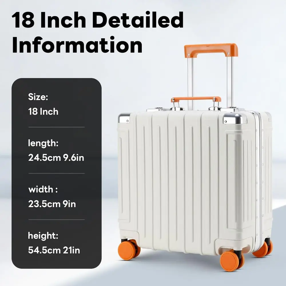 أمتعة دوارة صلبة معتمدة من TSA مقاس 18 بوصة مع حامل USB وحامل أكواب، حقيبة حمل خفيفة الوزن ذات 8 عجلات #5