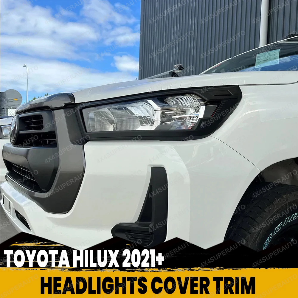 

Front Lamp Hood Protector Cover For Toyota Hilux Revo 2021 2022 2023 2024 ABS Headlight Cover Trim Car Accessories