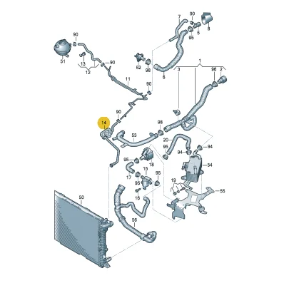 Tuyau de liquide de refroidissement du refroidisseur moteur, 2.0 or, pour Audi Q3 2012-2018 5N0122447AB 5N0 122 447 AB