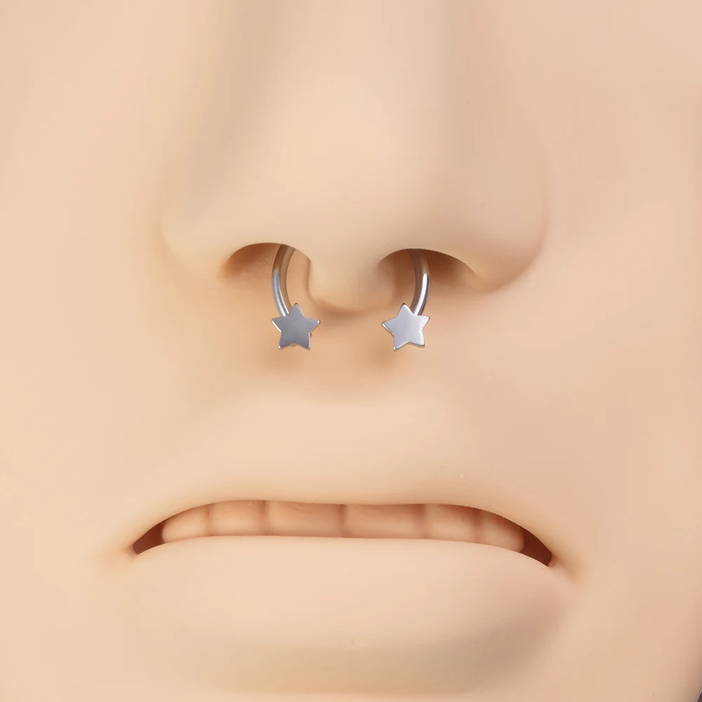 1pc Star Heart Flower CZ Septum Pierc Nose Ring Cartilage Tragus Helix Lip BCR Circular Hoop Piercing Jewelry 16G Free Shipping