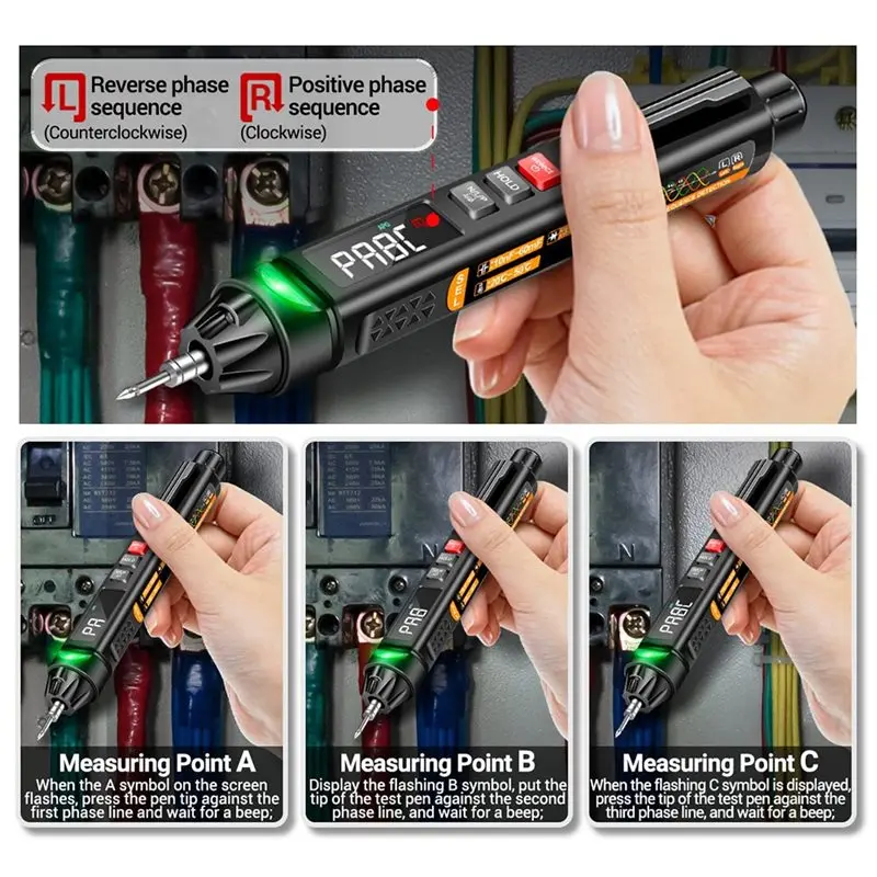 RABIT AS59~ A3009 Mini Pen Digital Multimeter 6000 Counts NCV Tester With Voice Broadcast Reverse LCD Flashlight Functionality