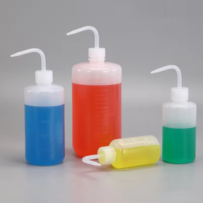 Chemical Wash Bottle, Plastic Safety Lab Squeeze Wash Bottle, LDPE with Narrow Mouth