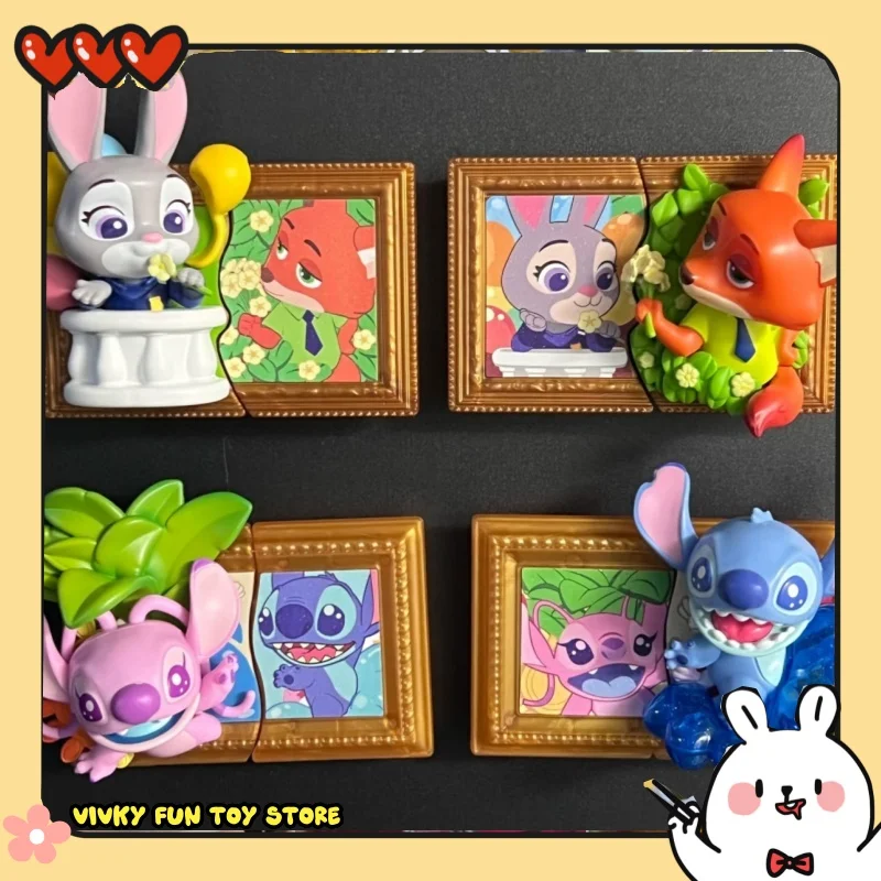 Boîte aveugle de la série magnétique artistique Disney, Zootopia Nick Judy Stitch Angel, dessin animé, modèle de marchandise, cadeaux de vacances, nouvelle collection