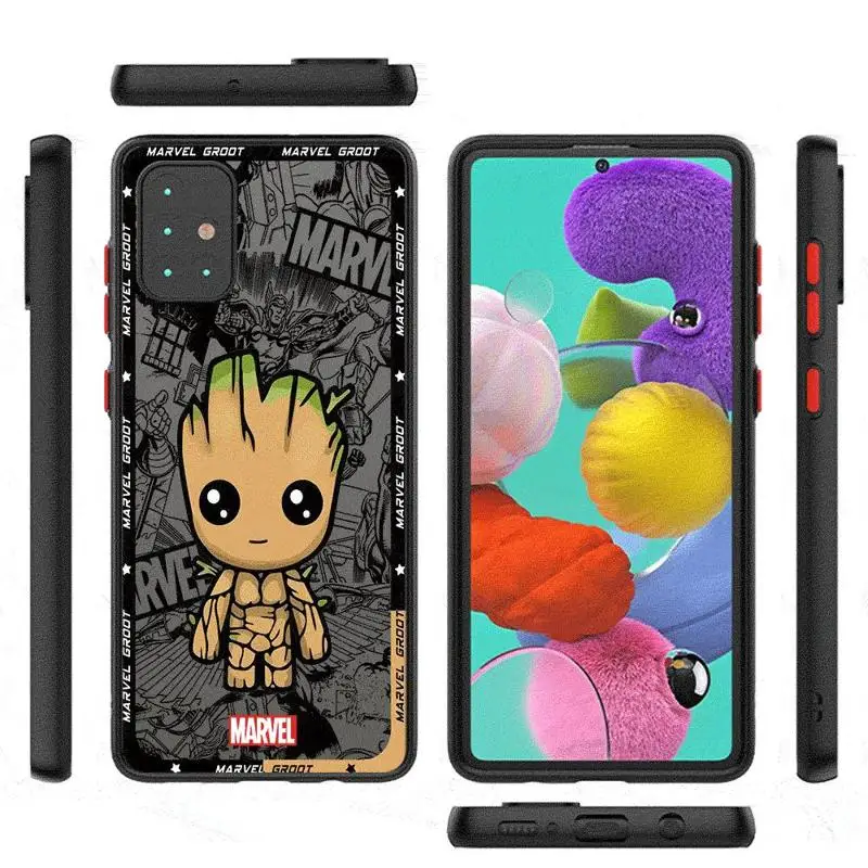 Cartoon Marvel Spiderman Groot Cover Phone Case for Samsung Galaxy Note 20 Ultra Note 10 Plus 8 9 S10 S9 S8 Matte Shell Soft