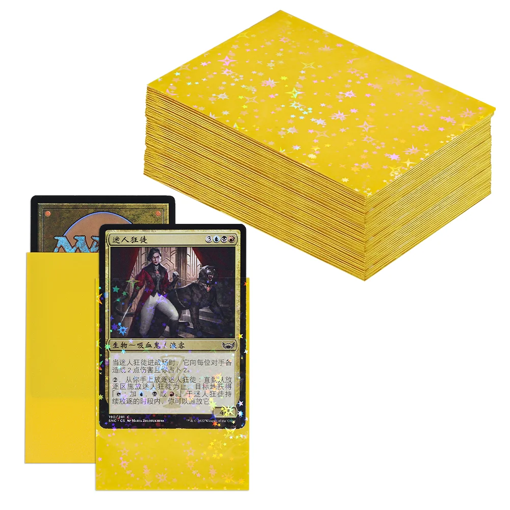 60 Stück Holografische Sternkartenhüllen Standardgröße 66x91mm für TCG/MTG Spielkarten Idol-Foto Sportkarten Schützen Sie Ihre Karten – Detail 11